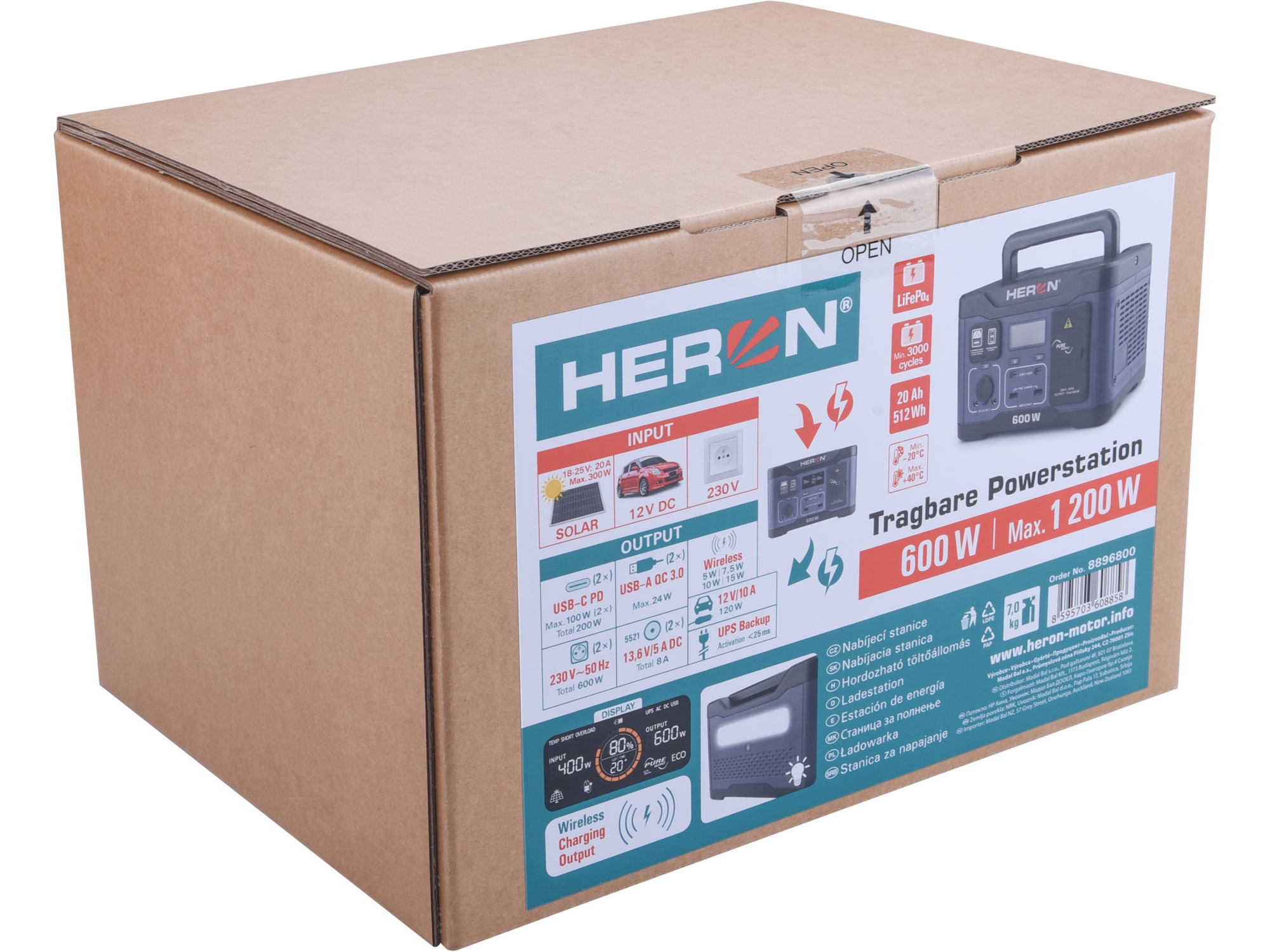Nabíjecí záložní bateriová stanice Heron 600W 8896800, 512Wh
